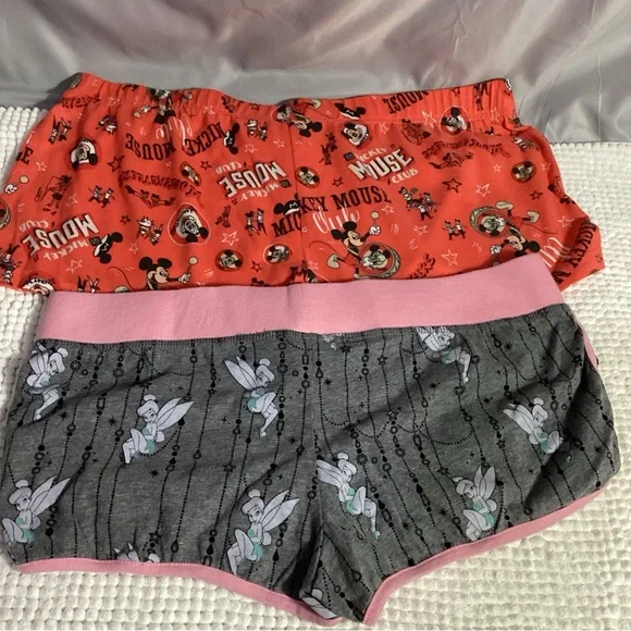 Disney Princess Tinkerbell & Mickey Mouse Set of 2 Pajama Lounge Shorts Size XL - Picture 5 of 5